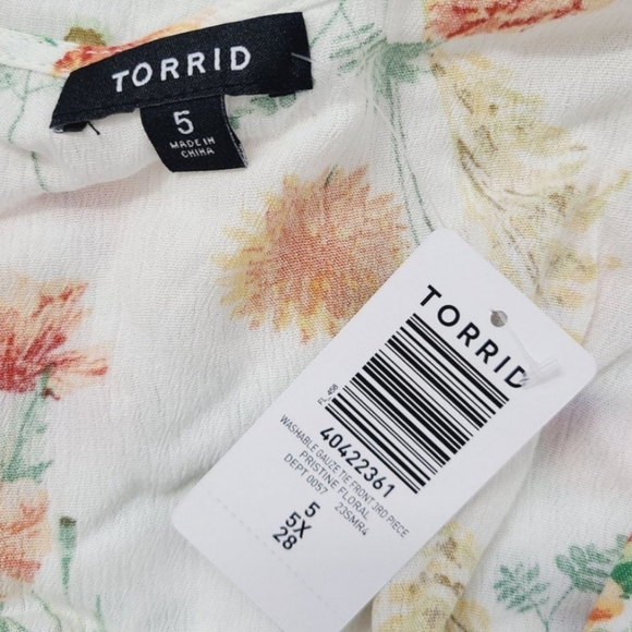 TORRID ☆ SPRING FLOWERS ☆ WASHABLE GAUZE ☆ OVER-BLOUSE ☆ NWT - Picture 8 of 9